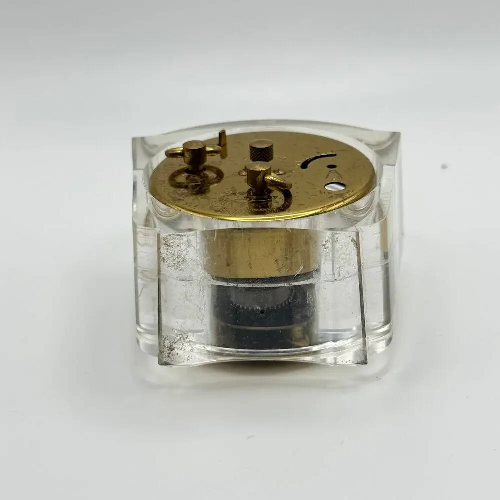 Waltham Alarm Clock Mechanical Clear Lucite Case Brass Germany Parts Display